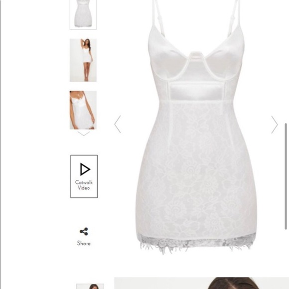 Pretty Little Thing PLT white satin lace body in dress - Picture 9 of 11